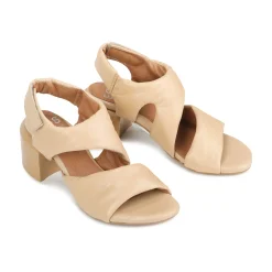 CHARBEL LEATHER BLOCK HEEL SANDALS><noscript><img width=