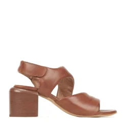 CHARBEL LEATHER BLOCK HEEL SANDALS><noscript><img width=