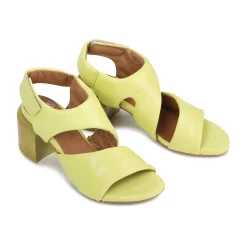 CHARBEL LEATHER BLOCK HEEL SANDALS><noscript><img width=