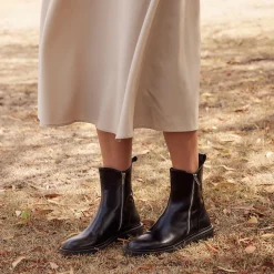 COLLETE ANKLE ZIP BOOTS LEATHER>EOS Footwear New