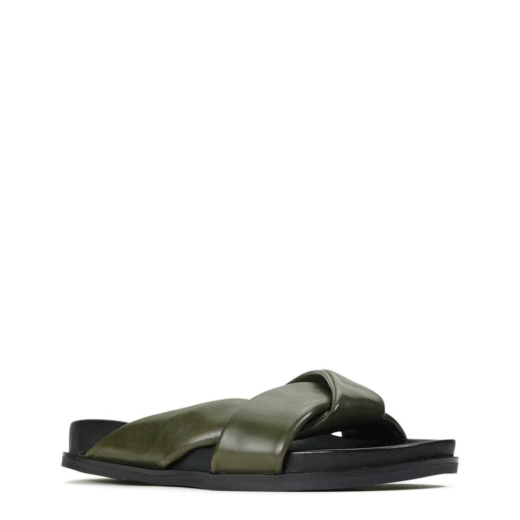 CROSS LEATHER SLIDE SANDALS>EOS Footwear Hot
