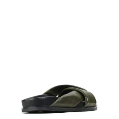 CROSS LEATHER SLIDE SANDALS><noscript><img width=