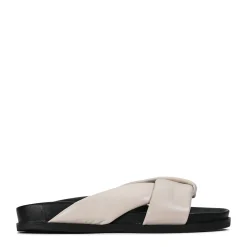CROSS LEATHER SLIDE SANDALS><noscript><img width=