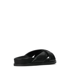 CROSS LEATHER SLIDE SANDALS><noscript><img width=