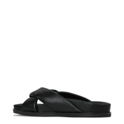 CROSS LEATHER SLIDE SANDALS><noscript><img width=