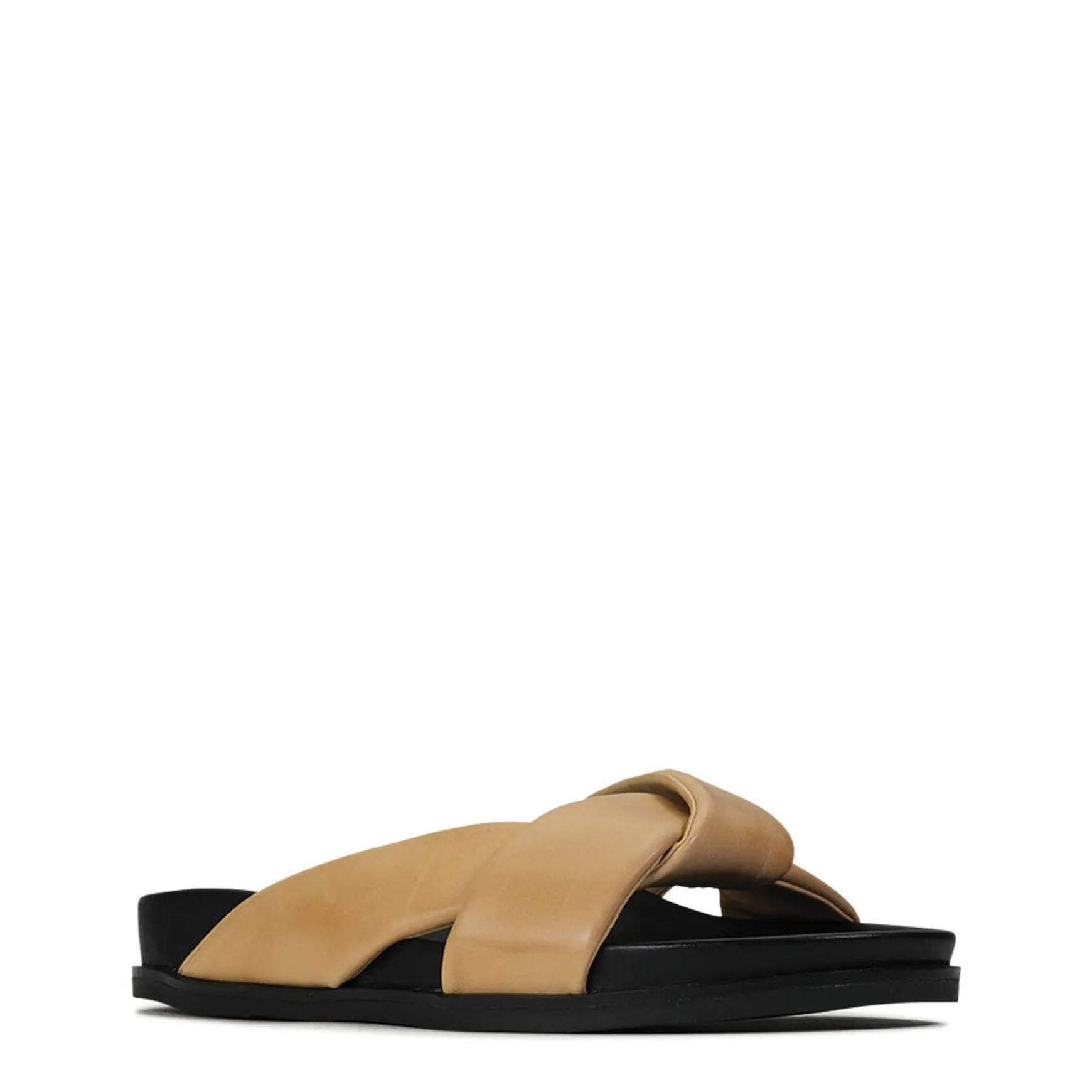 CROSS LEATHER SLIDE SANDALS>EOS Footwear Hot