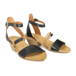 CURO ANKLE STRAP HEEL SANDALS LEATHER><noscript><img width=
