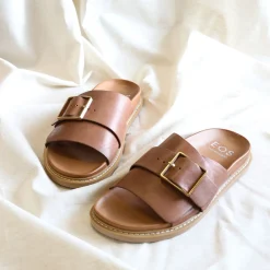 DEDE SLIDE LEATHER SANDALS><noscript><img width=