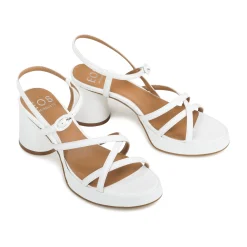 DORIANO LEATHER HEEL SANDALS><noscript><img width=