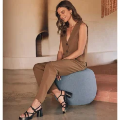 DORIANO LEATHER HEEL SANDALS><noscript><img width=