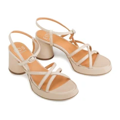 DORIANO LEATHER HEEL SANDALS><noscript><img width=