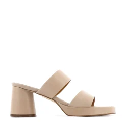 DORO LEATHER MULE HEEL SANDALS>EOS Footwear Cheap