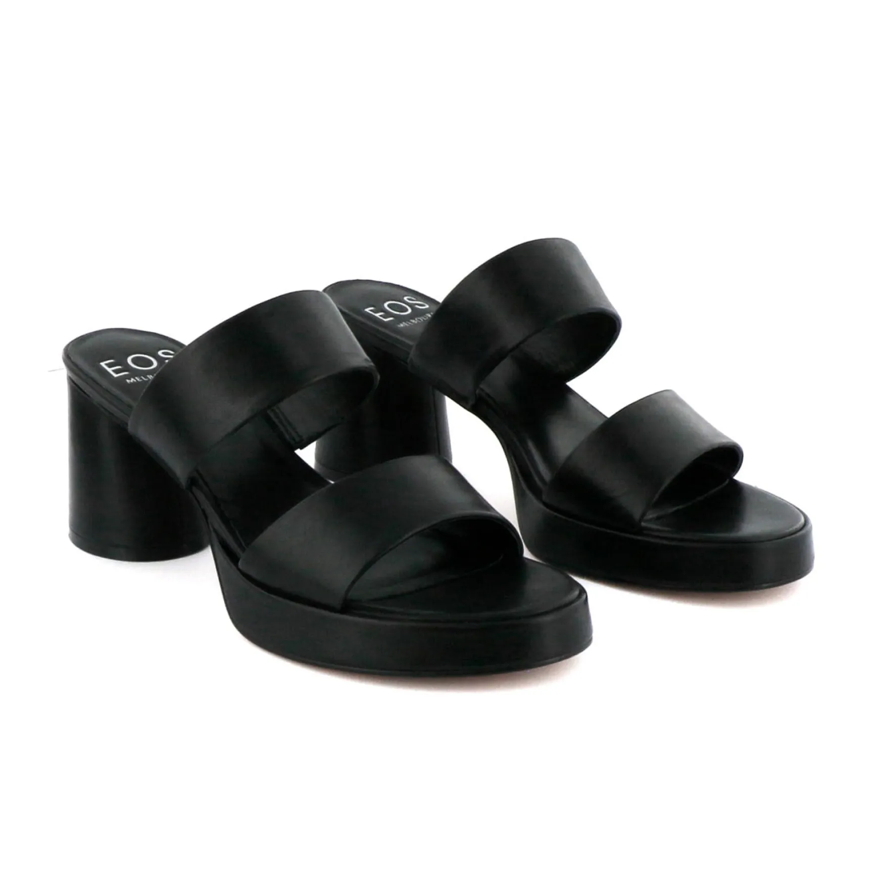 DORO LEATHER MULE HEEL SANDALS>EOS Footwear Cheap