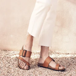 EDGY LEATHER SLIDE SANDAL>EOS Footwear Best