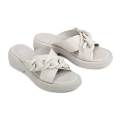 ELEASE LEATHER SLIDE HEEL SANDALS><noscript><img width=