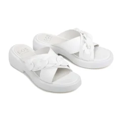 ELEASE LEATHER SLIDE HEEL SANDALS><noscript><img width=