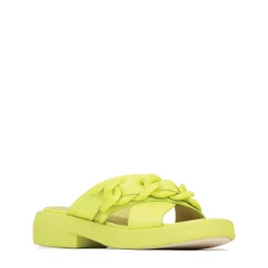 ELEASE LEATHER SLIDE HEEL SANDALS><noscript><img width=