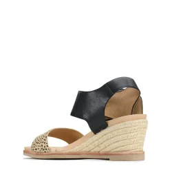 EMPATHY LEATHER ESPADRILLE WEDGE SANDALS><noscript><img width=