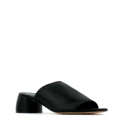 FIO LEATHER BLOCK HEEL SANDALS><noscript><img width=