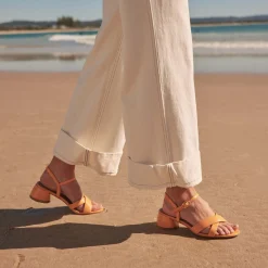 FIORA LEATHER BLOCK HEEL SANDALS>EOS Footwear Flash Sale