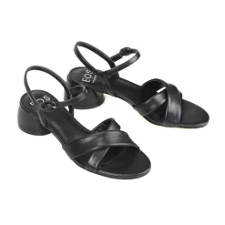 FIORA LEATHER BLOCK HEEL SANDALS><noscript><img width=