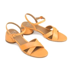 FIORA LEATHER BLOCK HEEL SANDALS><noscript><img width=