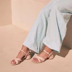 FIORA LEATHER BLOCK HEEL SANDALS><noscript><img width=