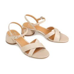 FIORA LEATHER BLOCK HEEL SANDALS><noscript><img width=