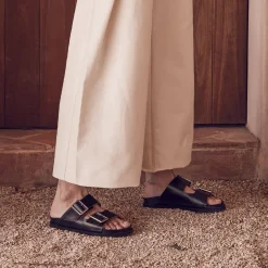 FLOREN LEATHER SLIDE SANDALS>EOS Footwear Clearance