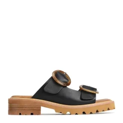 GILA BLOCK HEEL SLIDES LEATHER>EOS Footwear Store