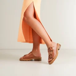 GILA BLOCK HEEL SLIDES LEATHER>EOS Footwear Store