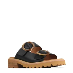 GILA BLOCK HEEL SLIDES LEATHER><noscript><img width=