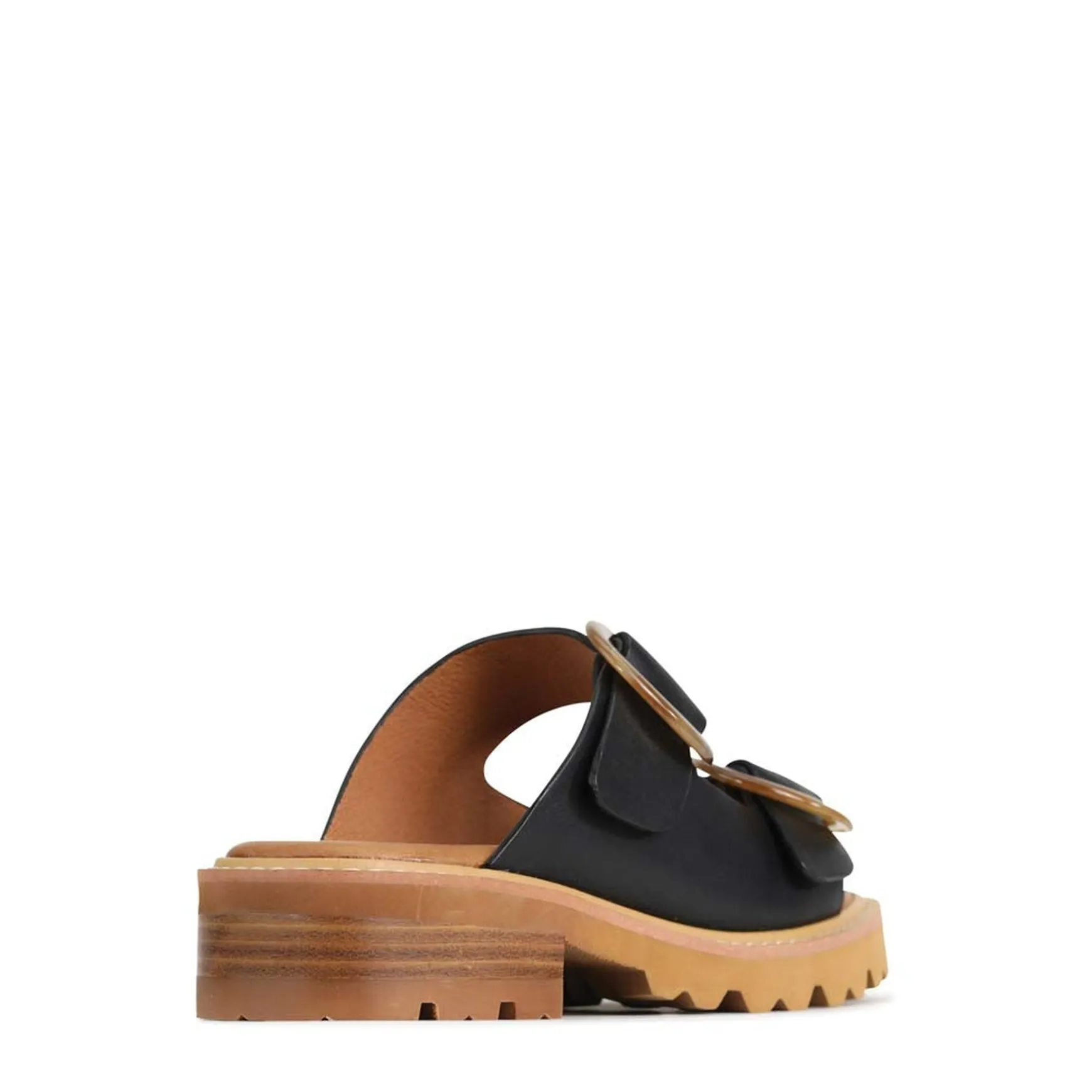 GILA BLOCK HEEL SLIDES LEATHER>EOS Footwear Store