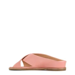 HIGH LEATHER SLIDE SANDALS><noscript><img width=