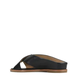 HIGH LEATHER SLIDE SANDALS><noscript><img width=
