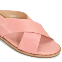 HIGH LEATHER SLIDE SANDALS><noscript><img width=