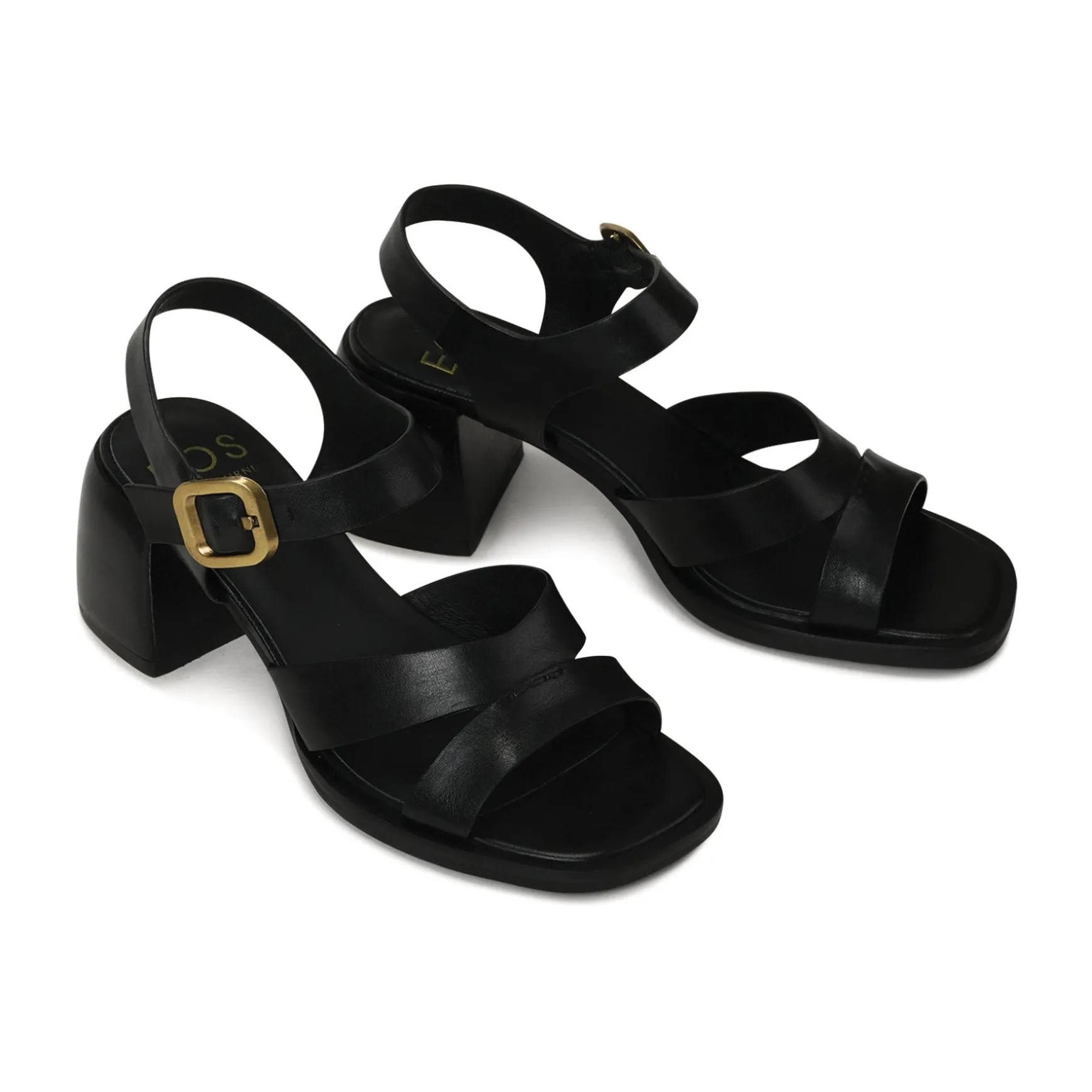ISOKEN LEATHER BLOCK HEEL SANDALS>EOS Footwear Cheap