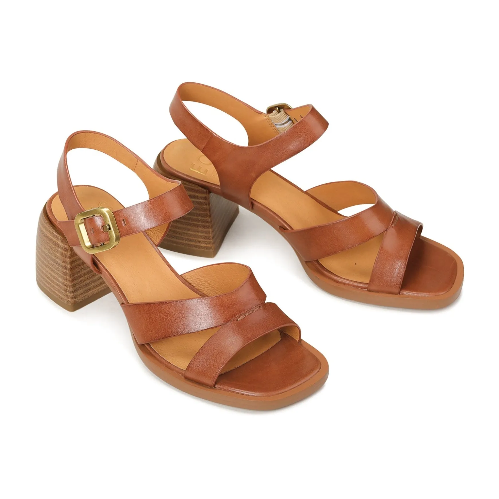 ISOKEN LEATHER BLOCK HEEL SANDALS>EOS Footwear Cheap
