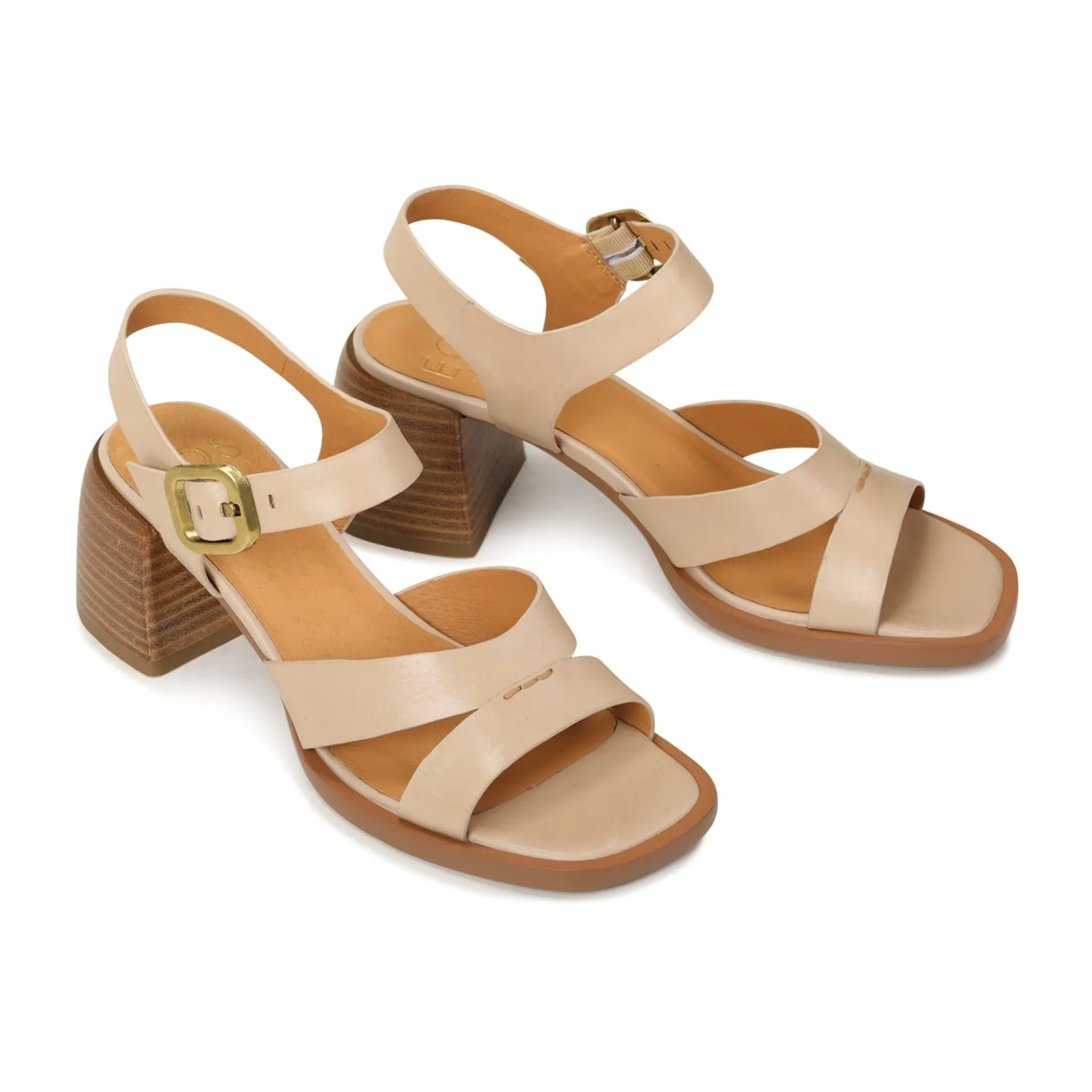 ISOKEN LEATHER BLOCK HEEL SANDALS>EOS Footwear Cheap