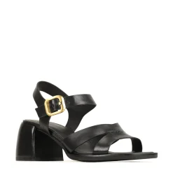 ISOKEN LEATHER BLOCK HEEL SANDALS><noscript><img width=