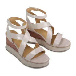 JUNI LEATHER STRAPPY WEDGE SANDALS><noscript><img width=