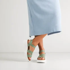 KAILA ANKLE STRAP WEDGE SANDALS LEATHER><noscript><img width=