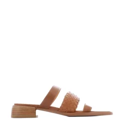 LATTICE LEATHER BLOCK HEEL SANDALS>EOS Footwear Cheap
