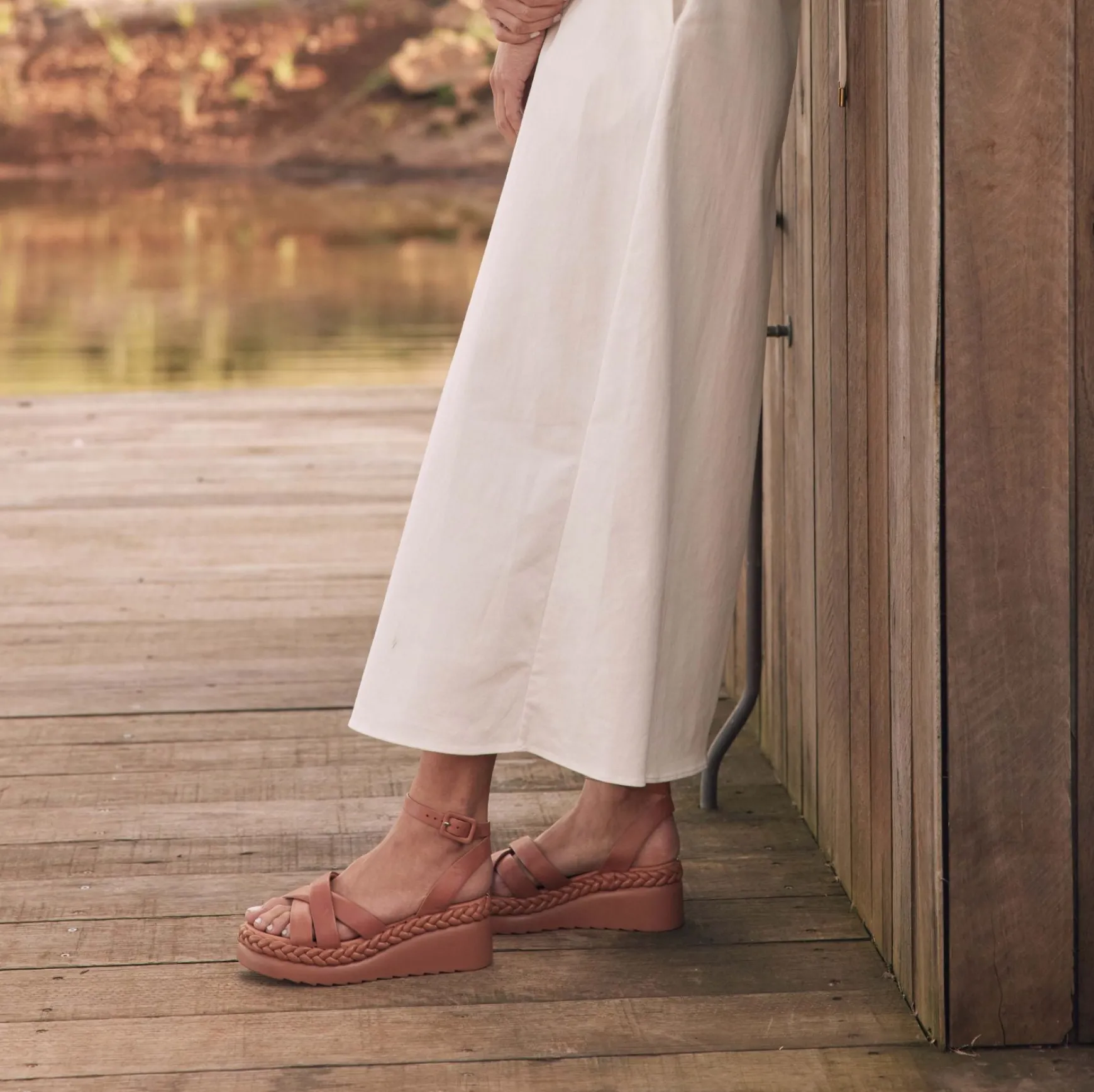 MELANA LEATHER WEDGE SANDALS>EOS Footwear Hot