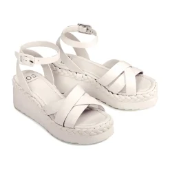 MELANA LEATHER WEDGE SANDALS><noscript><img width=