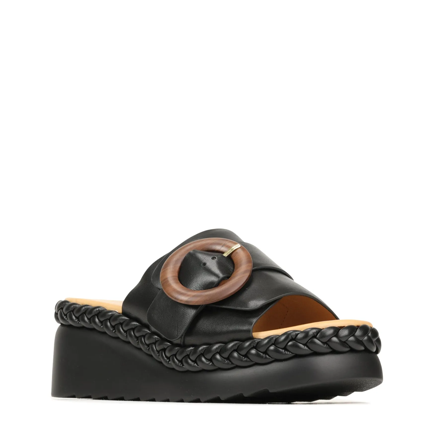 MENA LEATHR WEDGE SLIDE SANDALS>EOS Footwear Best