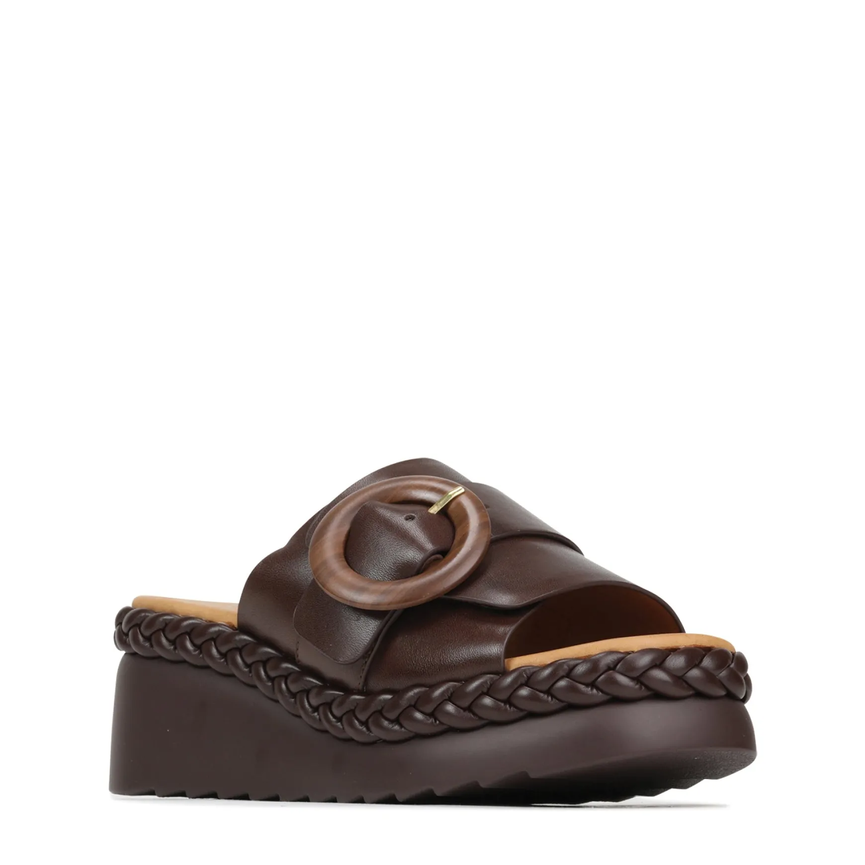 MENA LEATHR WEDGE SLIDE SANDALS>EOS Footwear Best