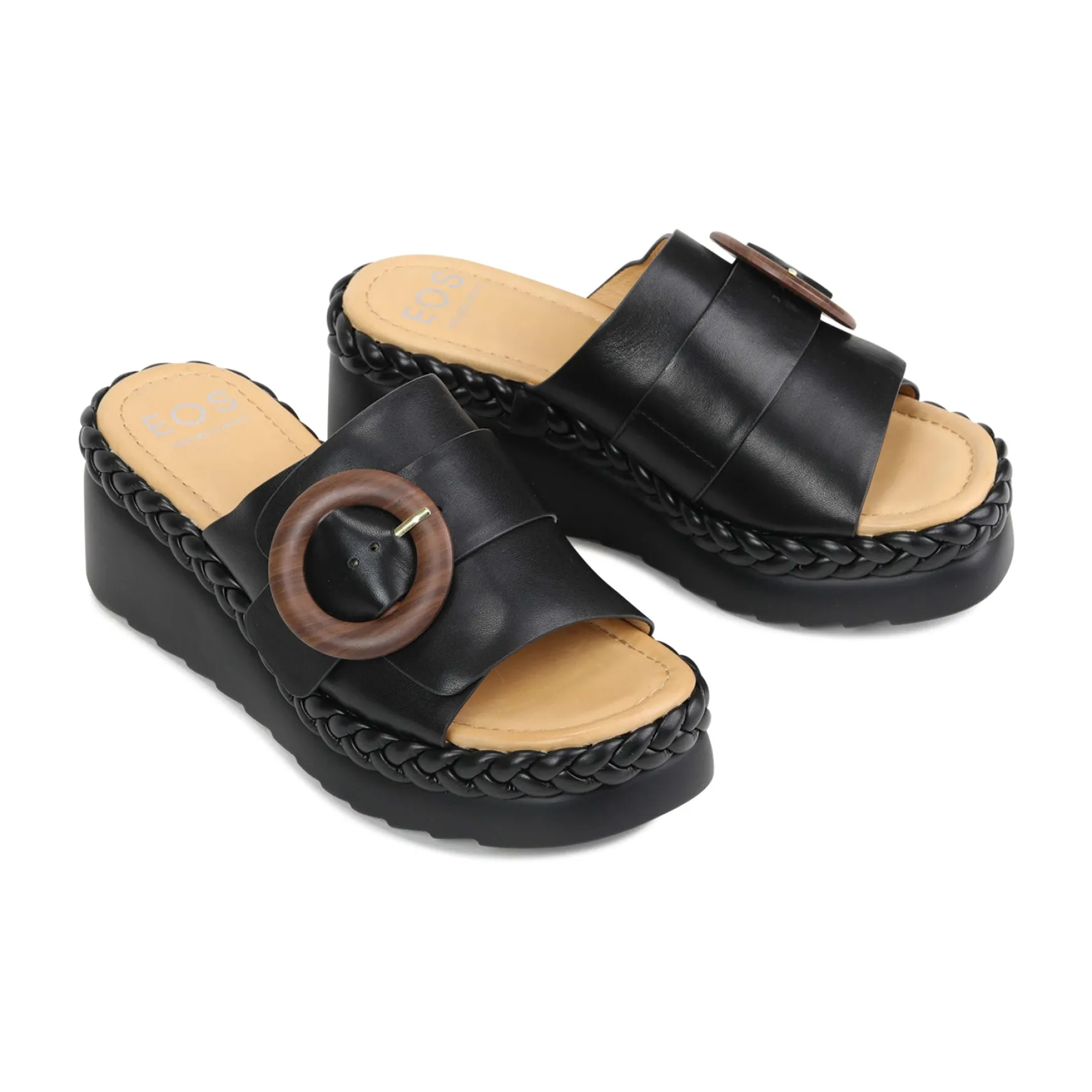 MENA LEATHR WEDGE SLIDE SANDALS>EOS Footwear Best