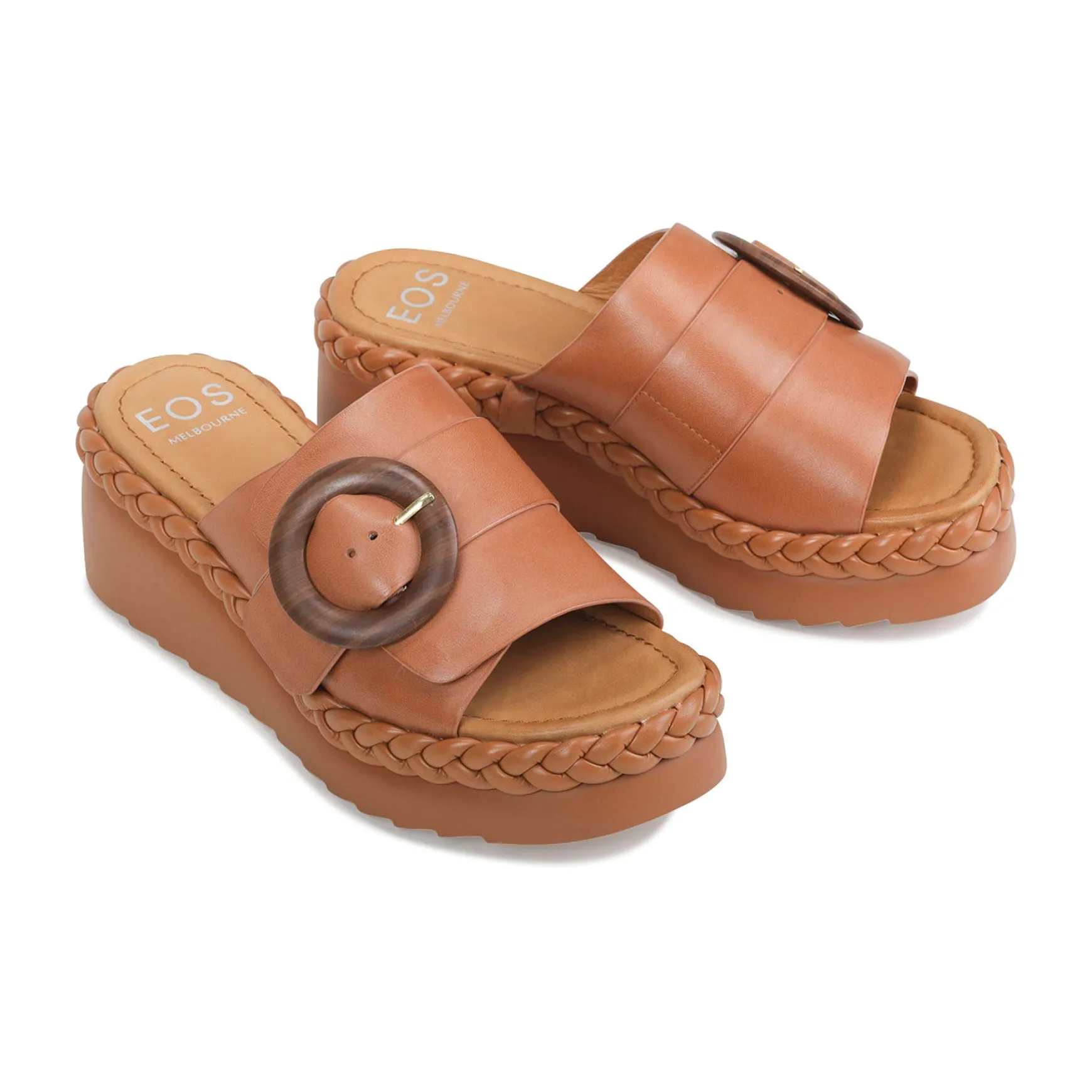 MENA LEATHR WEDGE SLIDE SANDALS>EOS Footwear Best
