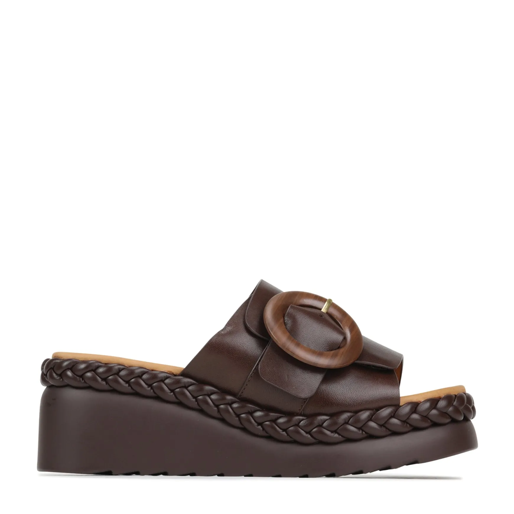 MENA LEATHR WEDGE SLIDE SANDALS>EOS Footwear Best